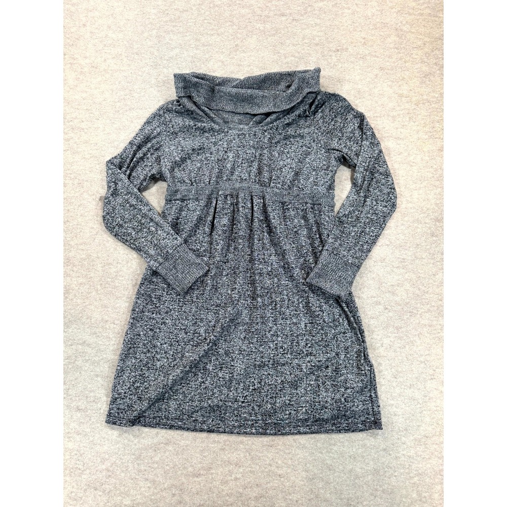 A Pea in the Pod Maternity Dress Womens L Gray Black Marled Cowl Neck Pullover